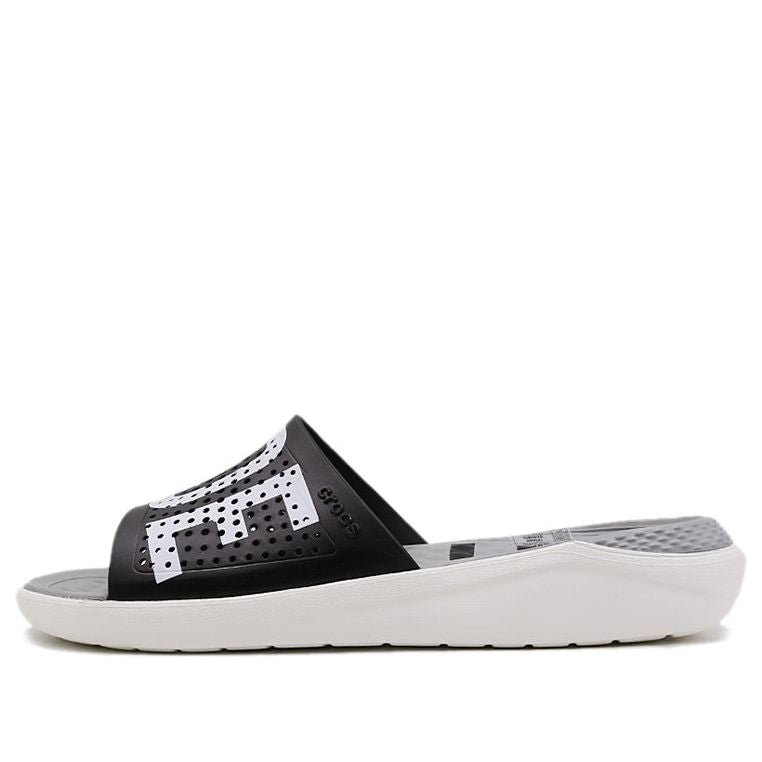 Crocs LiteRide LOGO Unisex Black Slippers 'Black White' 205562-066