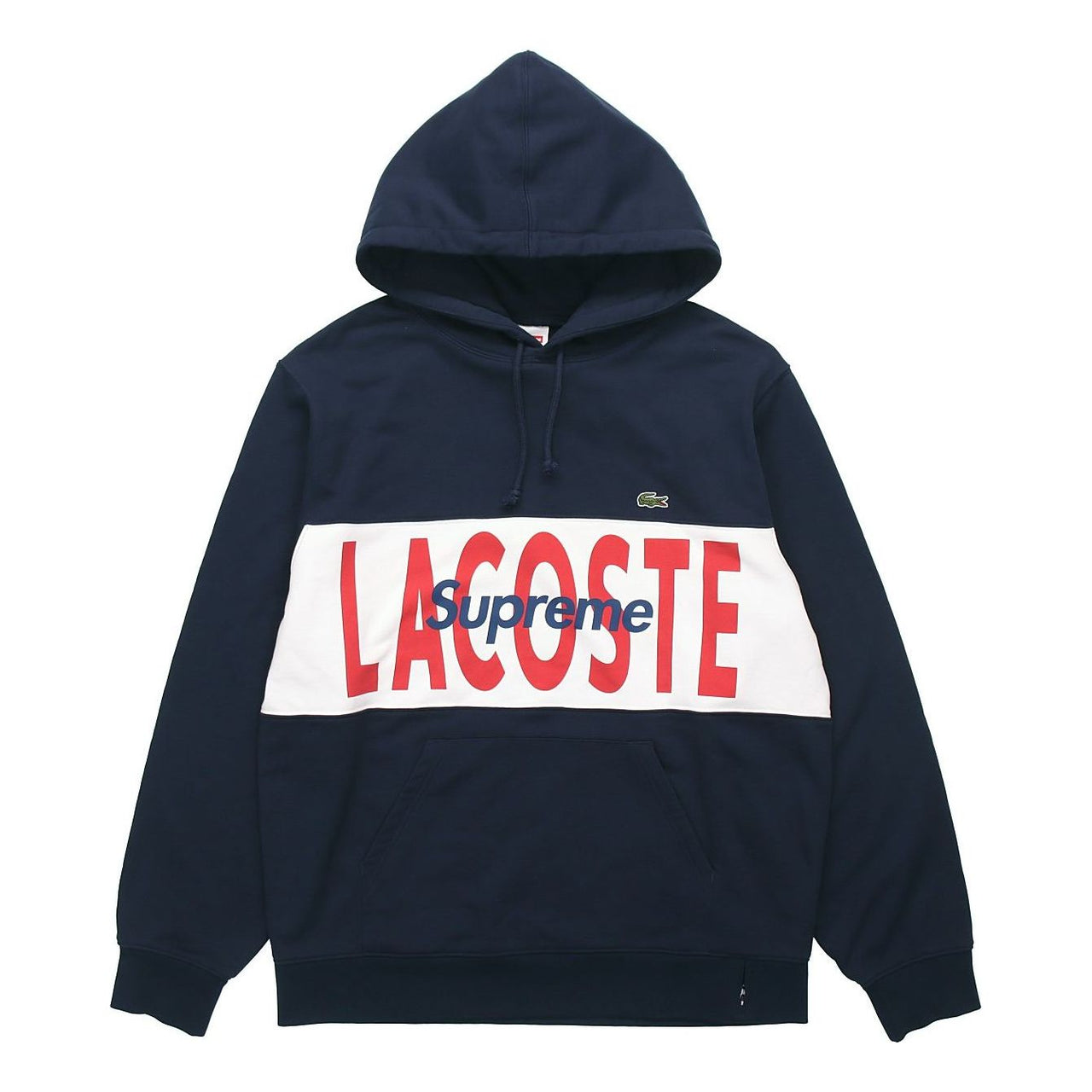 Supreme LACOSTE Logo Panel Hoodie 'Navy' SUP-FW19-513