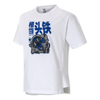 Men's adidas neo Cartoon Astronaut Pattern Printing Round Neck Sports Short Sleeve White T-Shirt HY4625