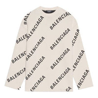 Balenciaga All Over Logo Crewneck Wool Knit Sweater 'White' 657401T32009054