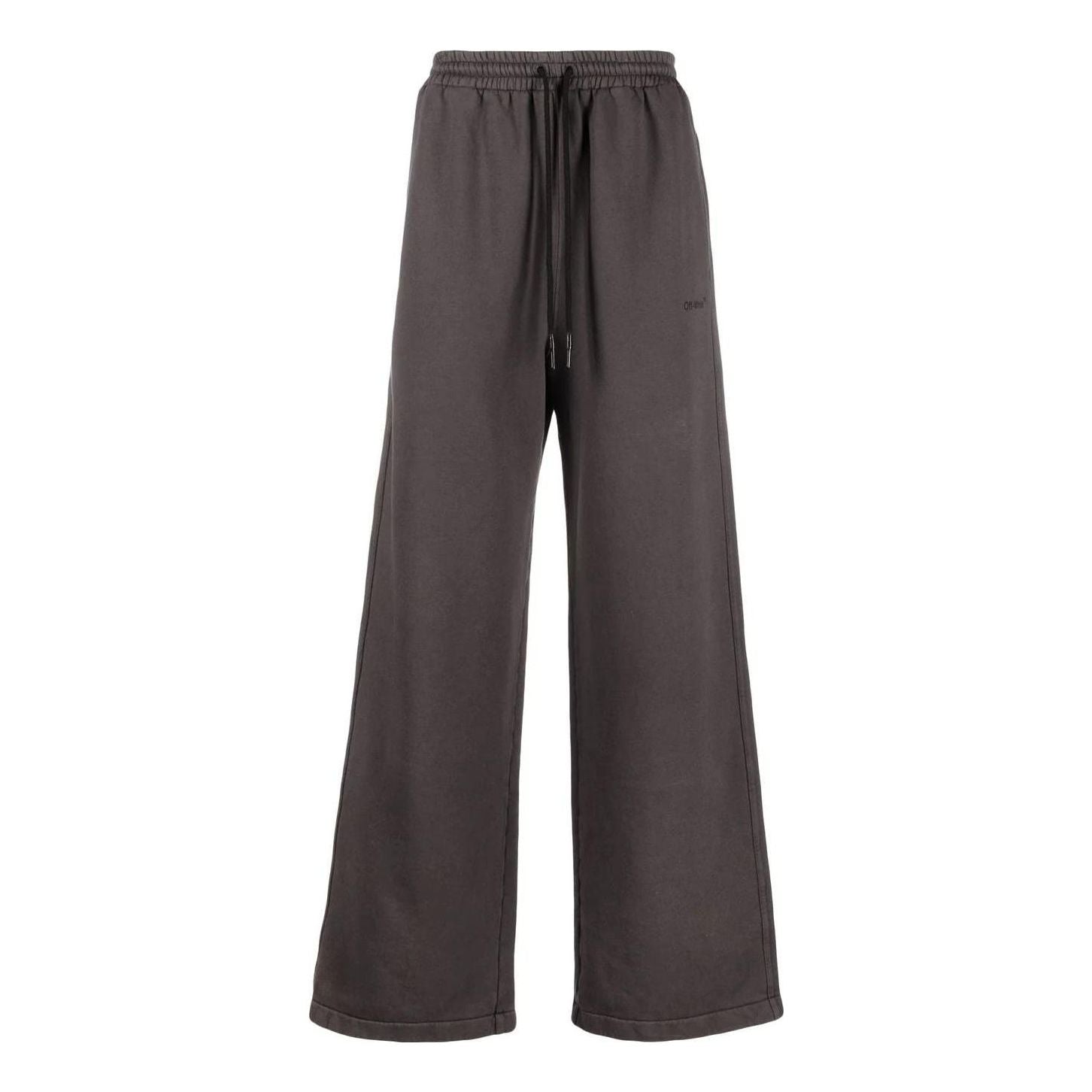 Men's Off-White Solid Color Stripe Printing Loose Straight Sports Pants/Trousers/Joggers Gray OMCH044C99FLE00210101010