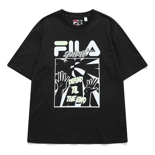 FILA FUSION Casual Sports Basketball Loose Round Neck Short Sleeve Black T11M125115F-BK