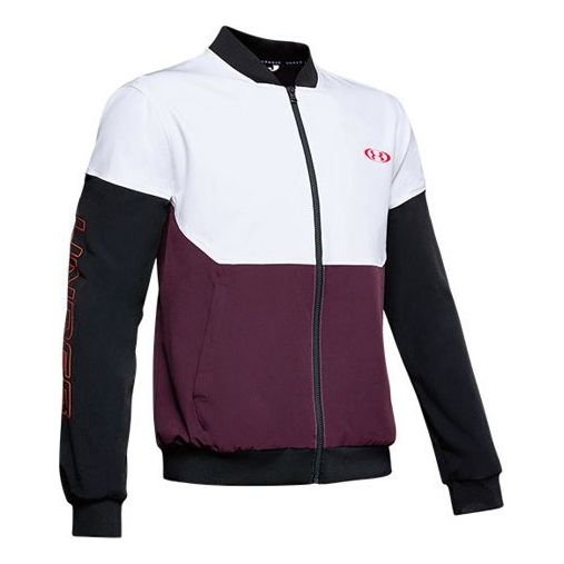 Men's Under Armour Colorblock Splicing Alphabet Logo Jacket White 1345565-100