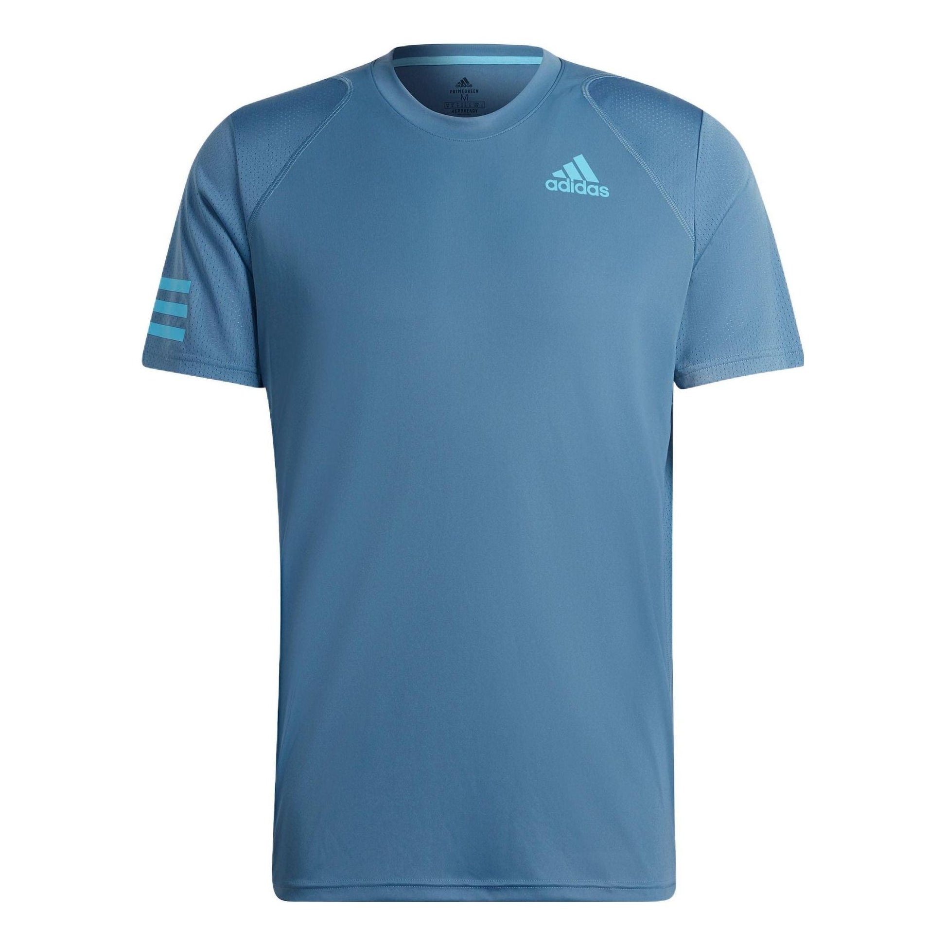 Men's adidas Casual Breathable Solid Color Tennis Sports Short Sleeve Blue T-Shirt HB8033