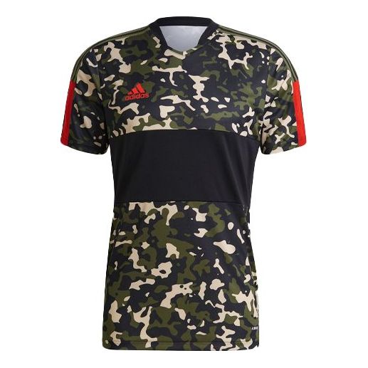 adidas Tiro Tr Jsy Aop Soccer/Football Sports Patchwork Print Short Sleeve Camouflage GU8190