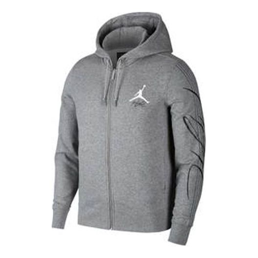Men's Air Jordan logo Printing Zipper Gray AJ0447-091