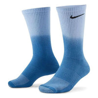 Nike Brand Logo Gradient Sports Training Socks Couple Style 2 Pairs Blue DH6096-903