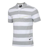 Nike Sportswear Swoosh Stripe Colorblock Short Sleeve polo Gray White CJ4910-077