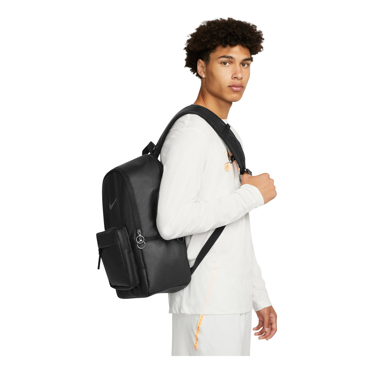 Nike Heritage Winterized Eugene Series Brand Logo Casual Solid Color Zipper Backpack Unisex Black / Smoke Grey DN3592-010