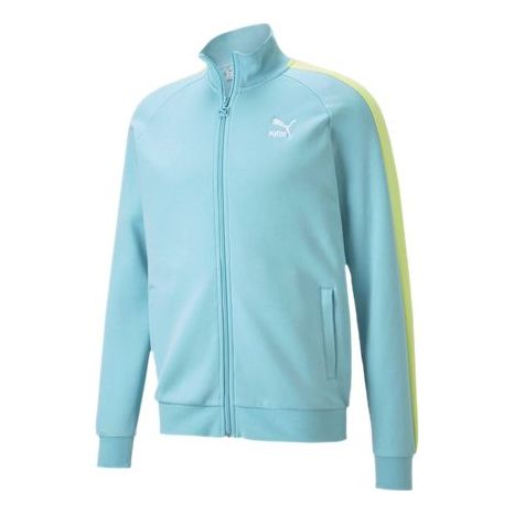 PUMA Summer Luxe T7 Stand Collar Knit Casual Jacket Sky Blue 598961-18