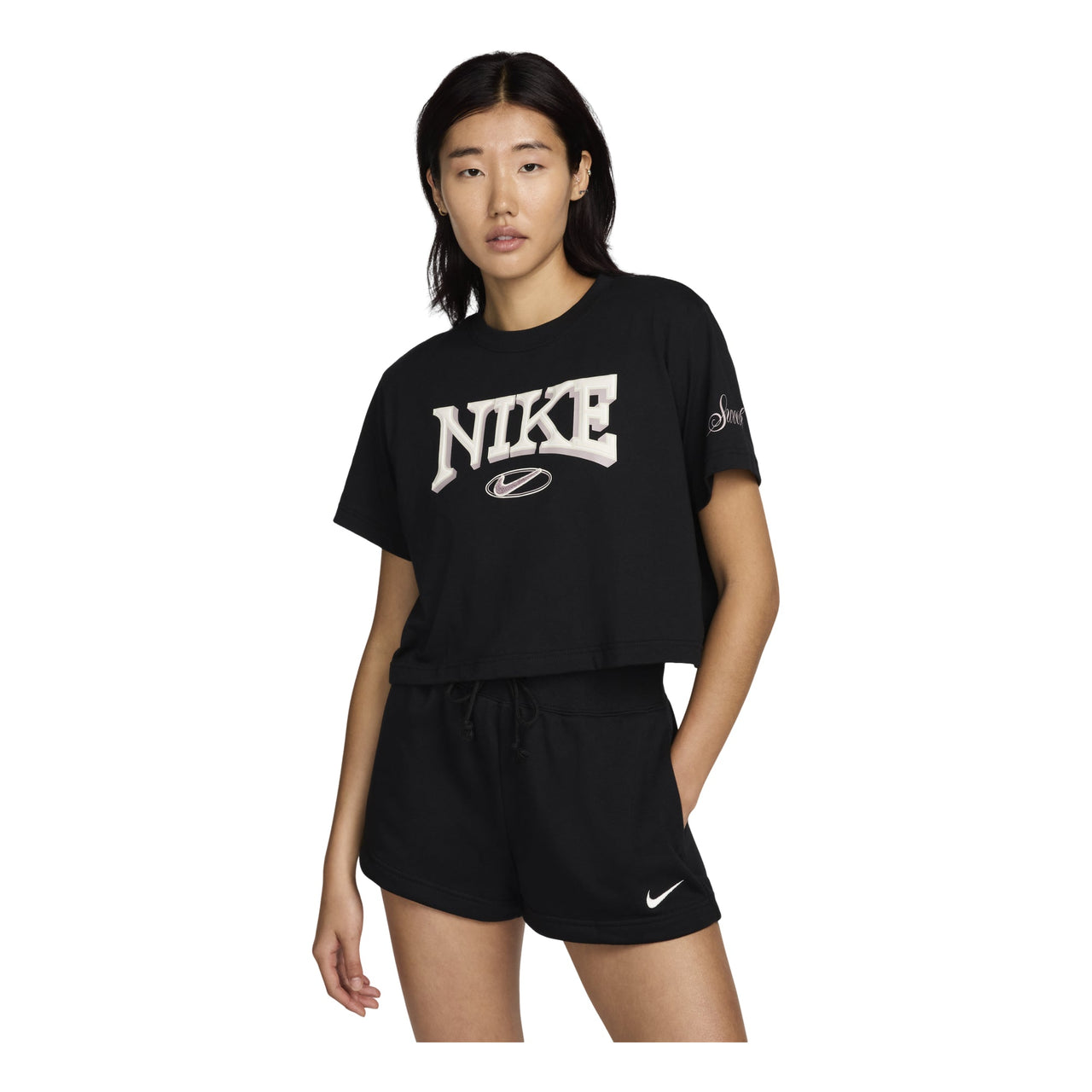 (WMNS) Nike Sportswear Loose Short-Sleeve Cropped T-Shirt 'Black' FZ2856-010