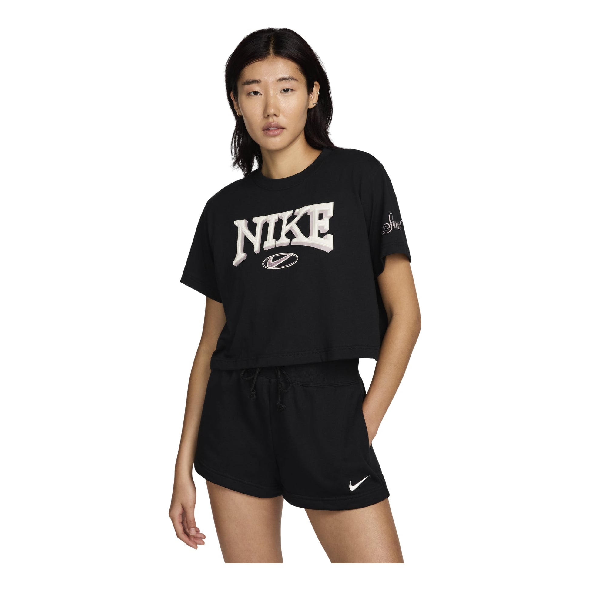 (WMNS) Nike Sportswear Loose Short-Sleeve Cropped T-Shirt 'Black' FZ2856-010