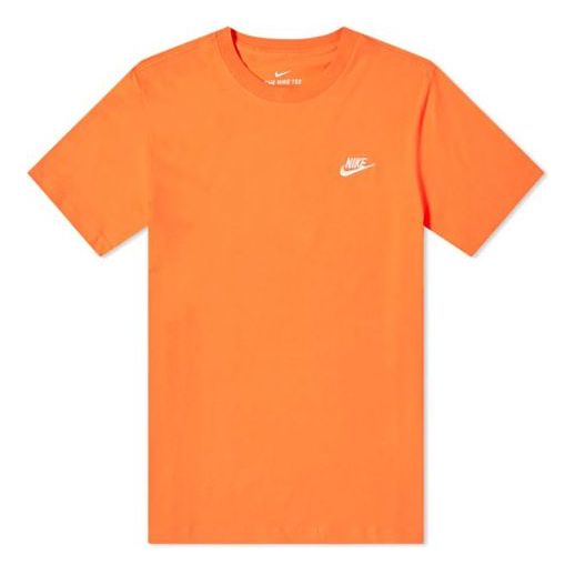 Nike Men's Sportswear Club Tee Causual Sports Ventilate Round Collar Male Orange AR4997-837