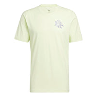 adidas Basketball Printing Sports Round Neck Short Sleeve Orange Green HF1735