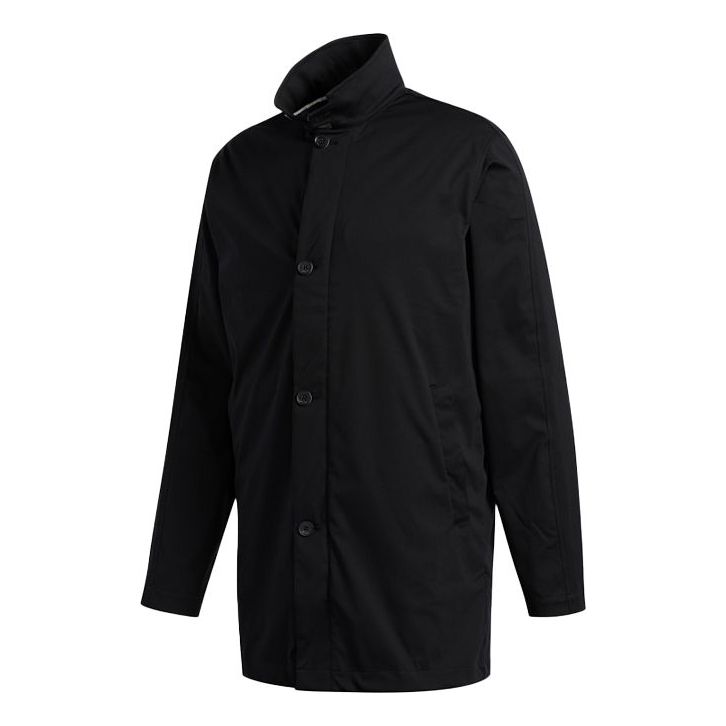 adidas Stand Collar Button Golf Long Sleeves Jacket Black FS2521