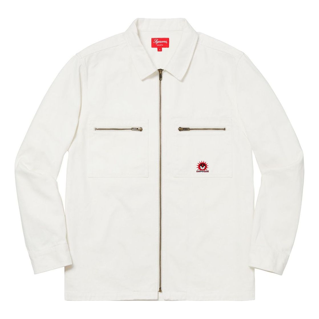 Supreme FW18 Vampire Denim Zip Up Shirt White SUP-FW18-265