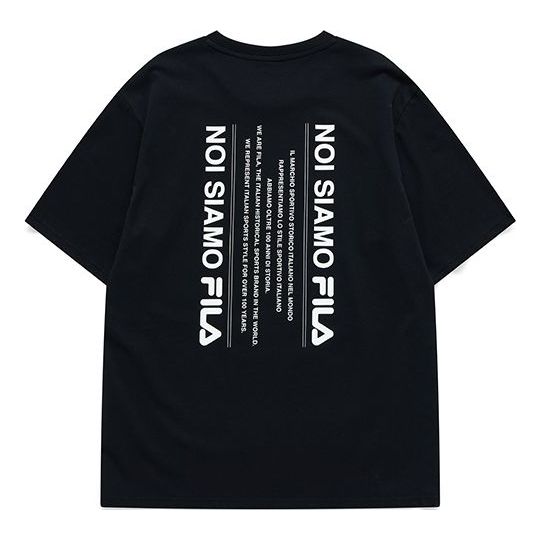 Men's FILA FUSION Alphabet Printing Sports Loose Round Neck Short Sleeve Black T11M121105F-BK