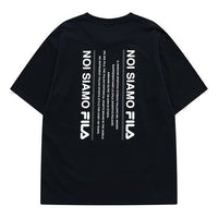 Men's FILA FUSION Alphabet Printing Sports Loose Round Neck Short Sleeve Black T11M121105F-BK
