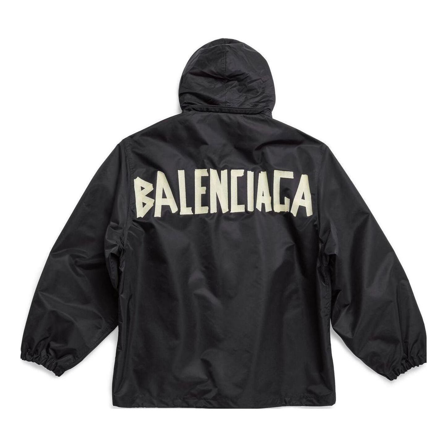 Balenciaga Tape Type Hooded Windbreaker Jacket 'Black' 738762TLO251000