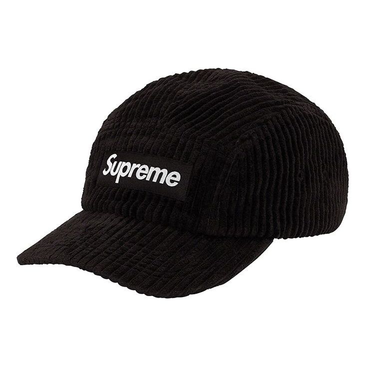 Supreme Wide Wale Corduroy Camp Cap 'Black White' SUP-SS20-501