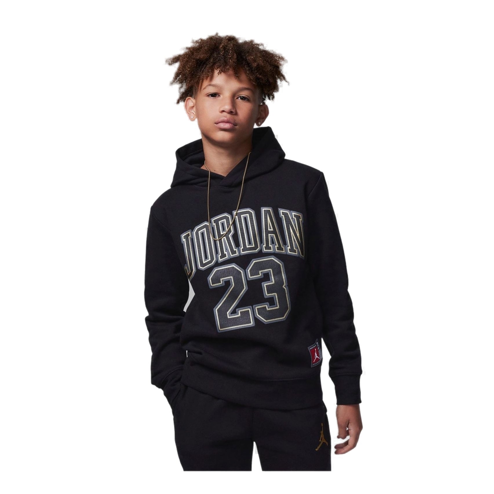 (GS) Air Jordan Fleece Pullover Hoodie 'Black Gold' FV3203-011