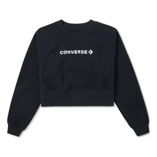 (WMNS) Converse Strip Wordmark Crew Asia Sizing 'Black' 10023978-A01