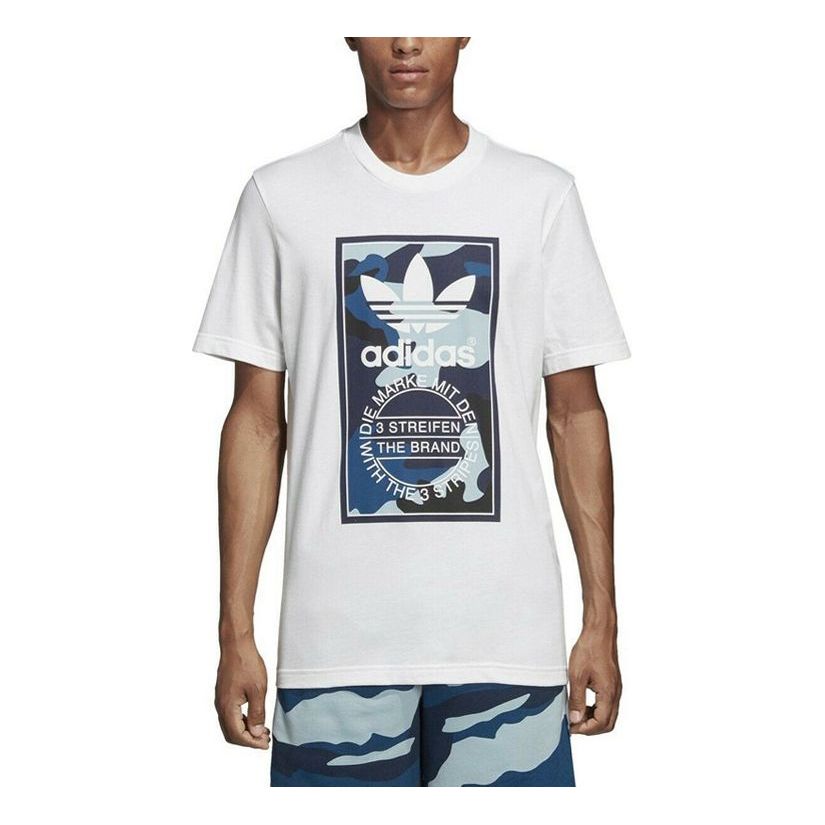 adidas originals Athleisure Casual Sports Round Neck Printing Short Sleeve White DX3662