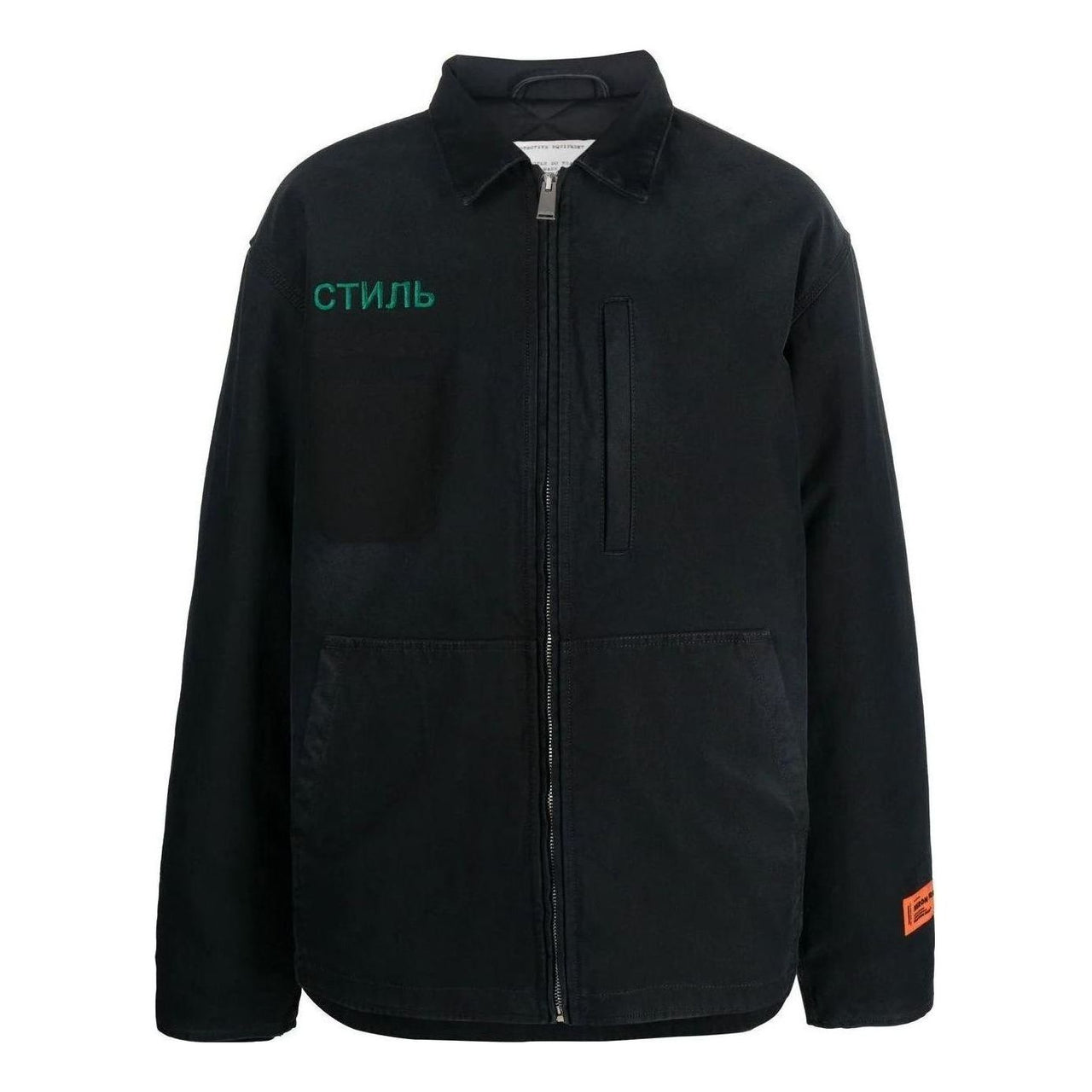 HERON PRESTON FW22 CTNMB Canvas Pockets Jacket 'Black Green' HMEA062F22FAB0011057