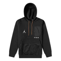 Men's Air Jordan Logo Printing Drawstring Hooded Pullover Long Sleeves Black DJ0258-010