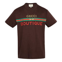 Men's Gucci Round Neck Pullover Short Sleeve Brown T-Shirt 548334-XJCKY-2191