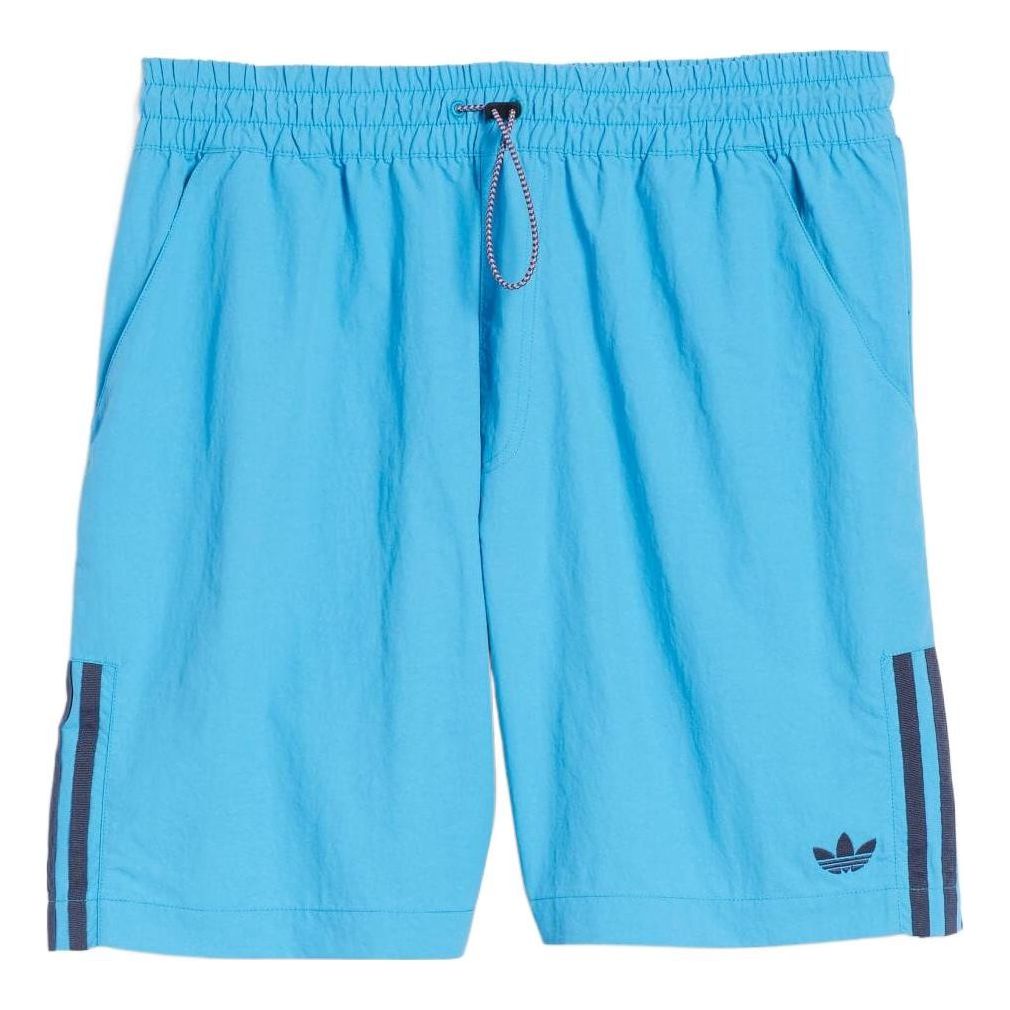 Men's adidas originals Stripe Logo Embroidered Lacing Shorts Blue HA1289