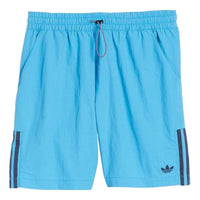 Men's adidas originals Stripe Logo Embroidered Lacing Shorts Blue HA1289