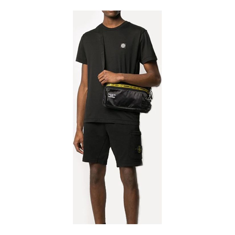 Men's STONE ISLAND Garment Dyed Patch Logo Tee logo Short Sleeve Black 721524113-V0029