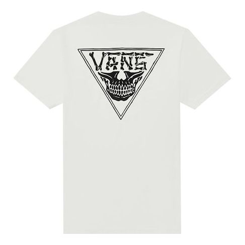 Vans Triangle Skeleton Printing Short Sleeve Couple Style White VN0A54IJWHT