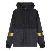 adidas neo Casual Sports Splicing hooded Windproof Jacket Black FK9947