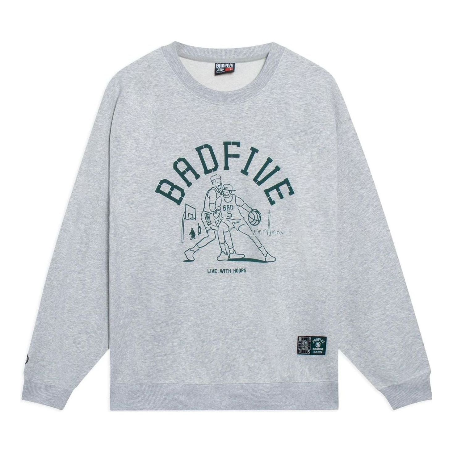 Li-Ning BadFive Live With Hoops Graphic Sweatshirt 'Light Grey' AWDSH15-2