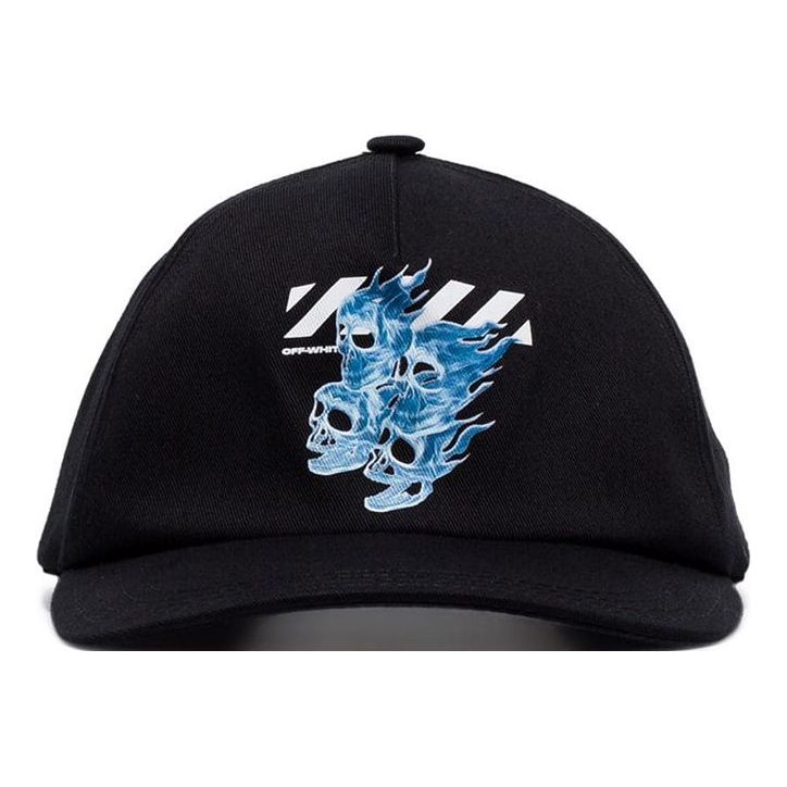 Off-White Black/Blue Flame Skull Applique Hat Men's Black OMLB008S19400017