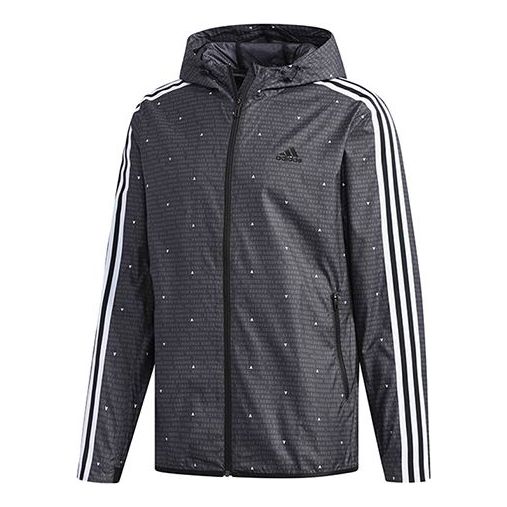 adidas Wb Aop 3s Woven Casual Sports Hooded Jacket Black DW4616