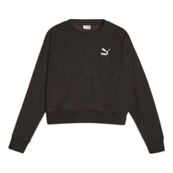 (WMNS) PUMA Classics Fleece Crew 'Black' 621413-01