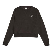 (WMNS) PUMA Classics Fleece Crew 'Black' 621413-01