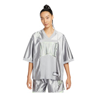 (WMNS) Nike Sportswear Street Oversized Graphic Jersey Top Asia Sizing 'Smoke Grey Barely Volt' HJ0281-077