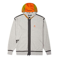 Converse Contrast Color Stitching Zipper Hooded Jacket Couple Style Gray 10022614-A04