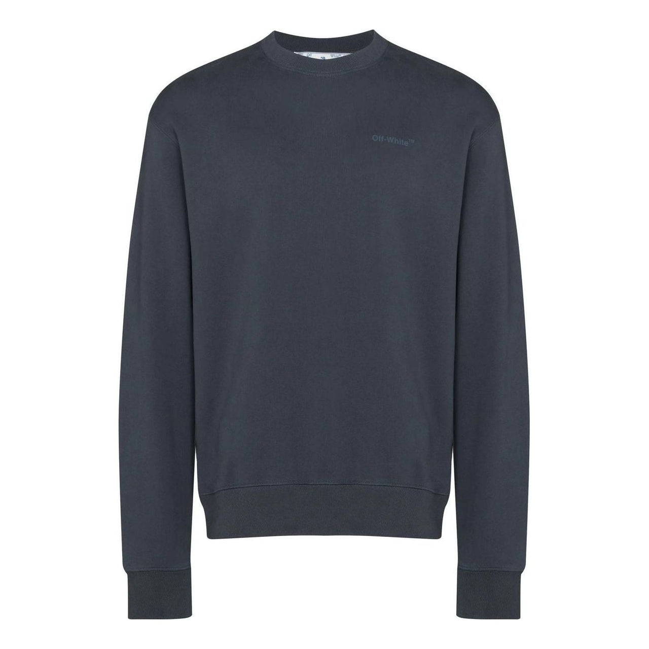 Men's Off-White FW22 Logo Printing Round Neck Pullover Navy Blue OMBA057S22FLE0054646