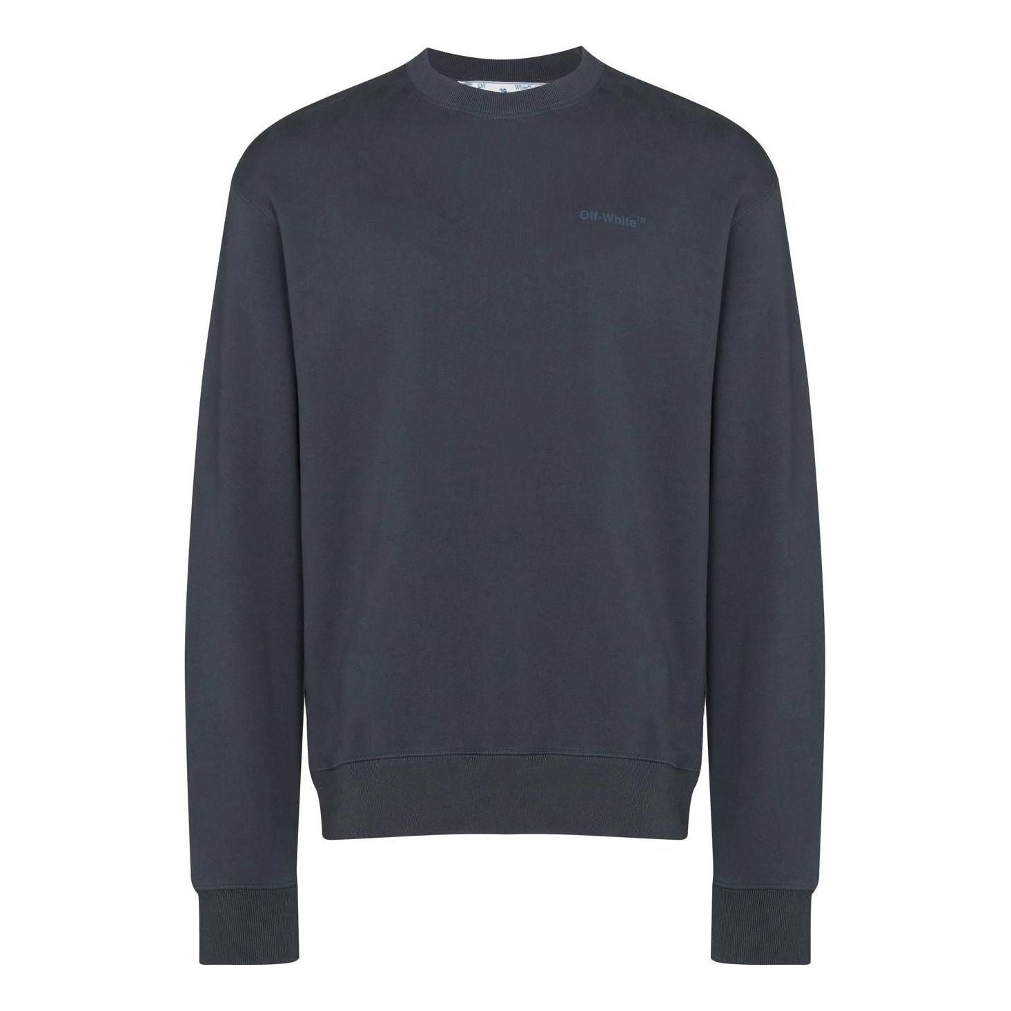 Men's Off-White FW22 Logo Printing Round Neck Pullover Navy Blue OMBA057S22FLE0054646