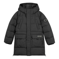 (GS) Skechers Casual Long Down Jacket 'Black Teal' L422B008