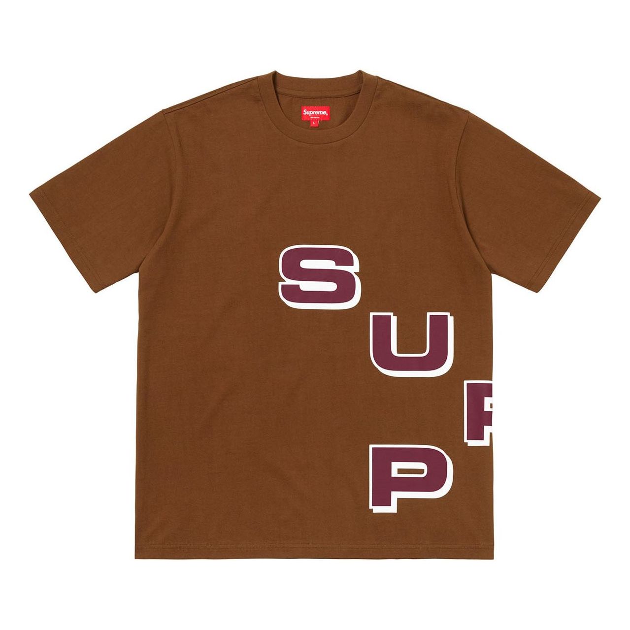 Supreme FW18 Stagger Tee Brown Alphabet logo Short Sleeve SUP-FW18-276