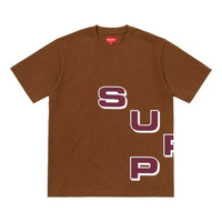 Supreme FW18 Stagger Tee Brown Alphabet logo Short Sleeve SUP-FW18-276