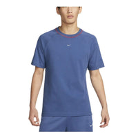 Nike Solid Color Breathable Soccer/Football Cotton Knit Loose Short Sleeve Blue DC9063-410