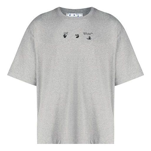 Men's Off-White FW21 Logo Printing Short Sleeve Loose Fit Gray T-Shirt OMAA120F21JER0110810