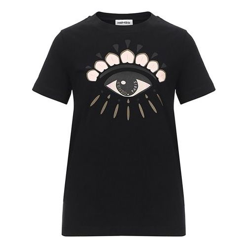 KENZO Eye Pattern Alphabet Printing Short Sleeve Black FA62TS8454YD-99